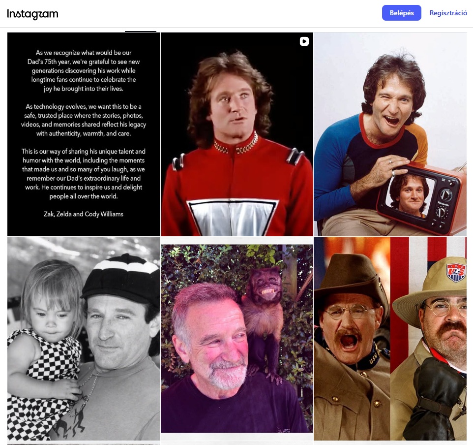 Képernyőkép Robin Williams Instagram oldaláról