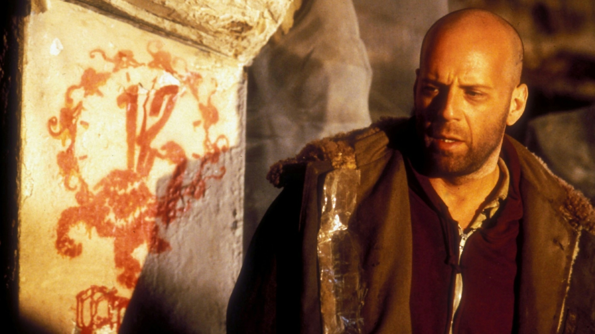 Bruce Willis James Cole szerepében a 12 majom című film egyik jelenetében