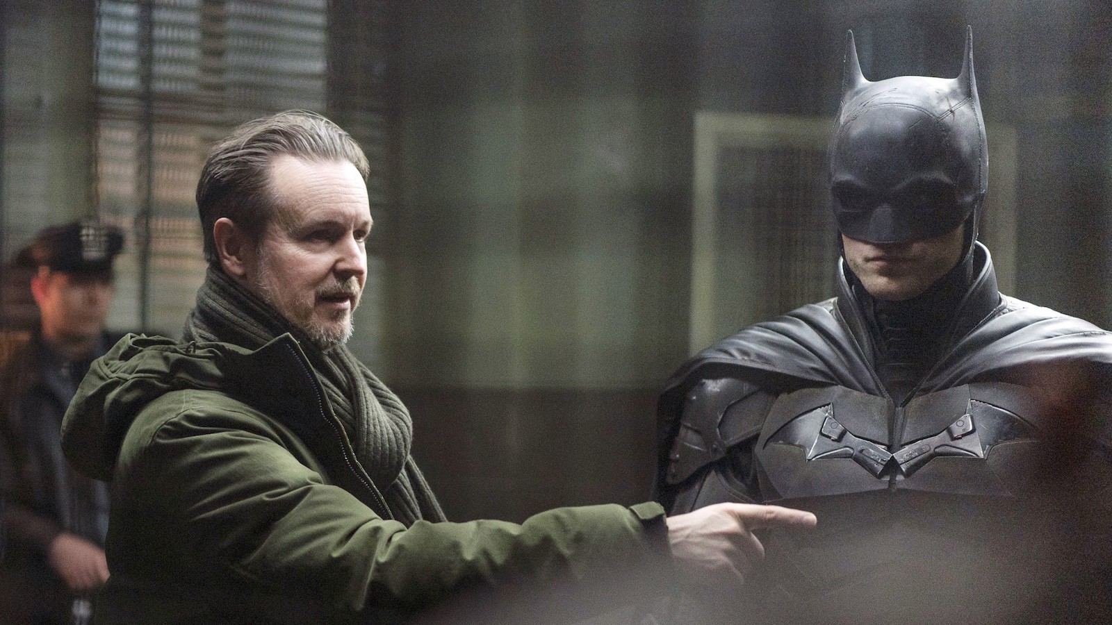 Matt Reeves és Robert Pattinson a Batman forgatásán