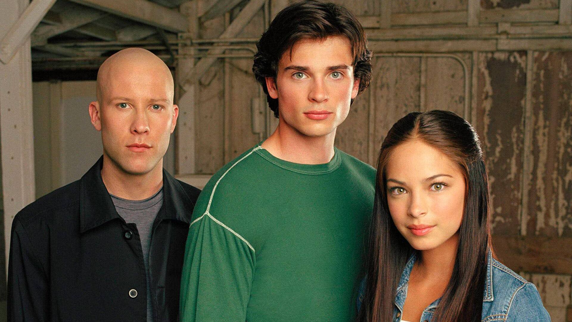 Michael Rosenbaum, Tom Welling és Kristin Kreuk Lex Luthor, Clark Kent és Lana Lang szerepében a Smallville sorozatban